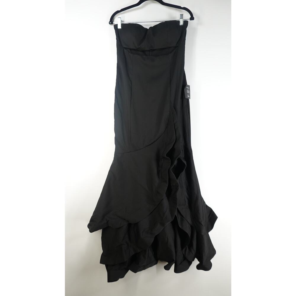 Lulus Dress Women M Fabulous Festivities Black Strapless Ruffled Cutout NEW - Picture 6 of 15
